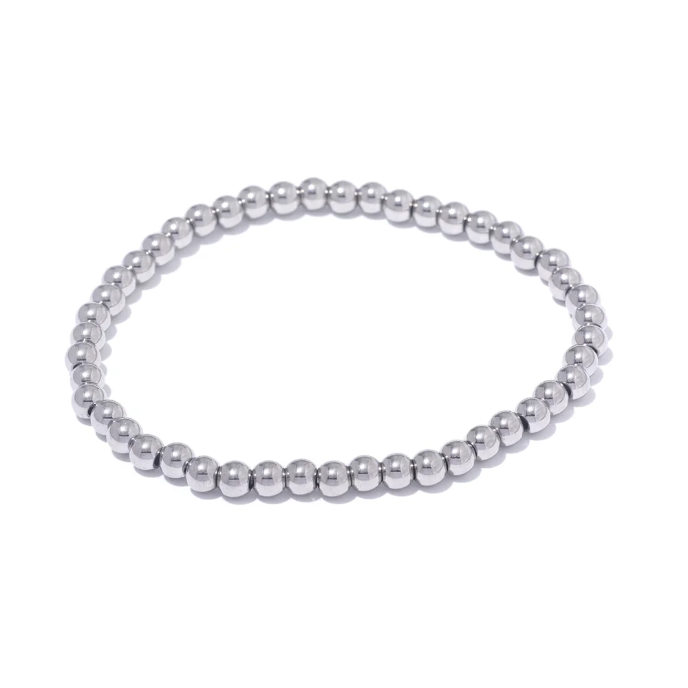 3/4/5/6 MM Stainless Steel Beads Daily Handmade Elastic Bracelet Bangle Waterproof Wrist Wholesale Gold Color Jewelry Men