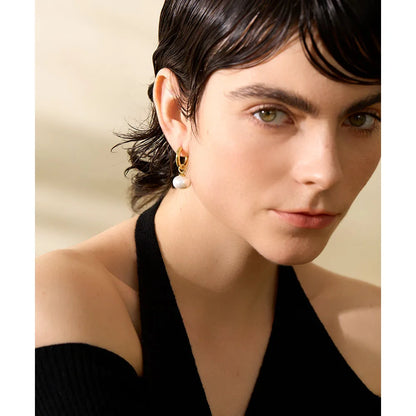 High Quality Imitation Pearls Drop Stainless Steel Golden Korean Hoop Earrings Charms Fashion Jewelry Bijoux Femme Gift