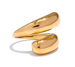 Chic Unique Stainless Steel Unusual Ring Water Resistant 18K PVD Plated Simple Sleek Metal Fashion Jewelry Bijoux Gift