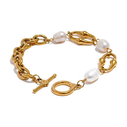 High-Grade Natural Freshwater Pearls Metal Chain Fashion Necklace Trendy 18K PVD Plated Attractive Women Jewelry Gift
