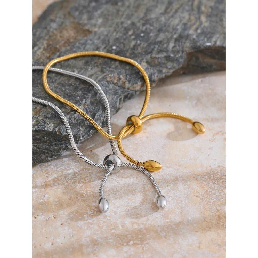 Fashion Exquisite Basic Chain Pull-out Adjustable Bracelet Bangle Gold Platinum Plated Daily High Quality Jewelry Gift