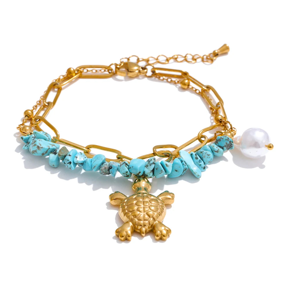 Ocean Style Starfish Shell Pendant Handmade Necklace Bracelet Summer Vacation Stainless Steel Jewelry Waterproof