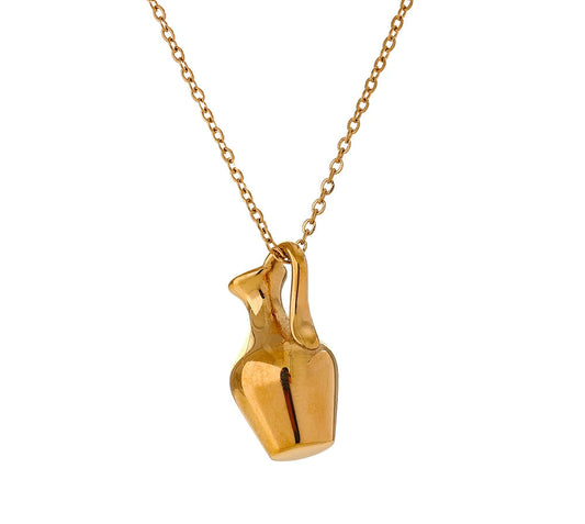 Personalized Solid Metal Vase Kettle Charm Necklace Pendant Waterproof Stainless Steel Collar Fashion Jewelry Women New