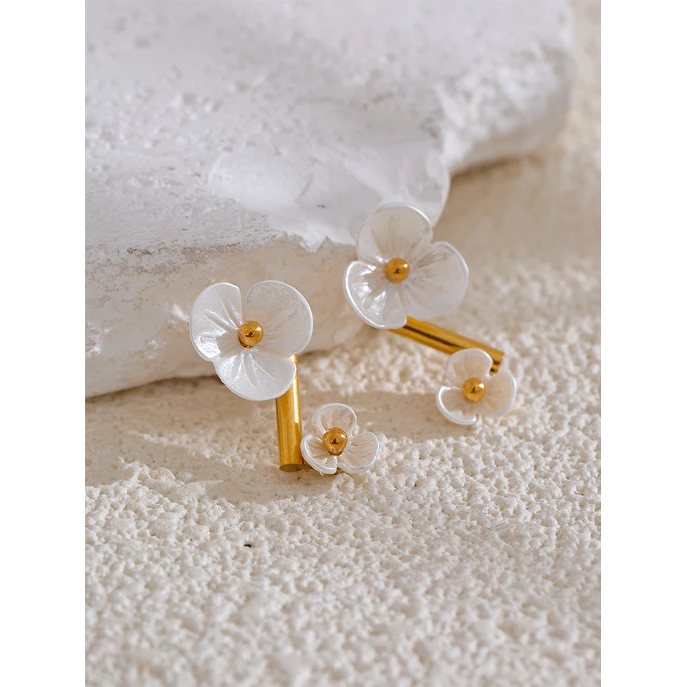 Waterproof Fairy Flower Rotating Romantic Stud Earrings Exclusive Stainless Steel Sweet Match with Dress Chic Jewelry