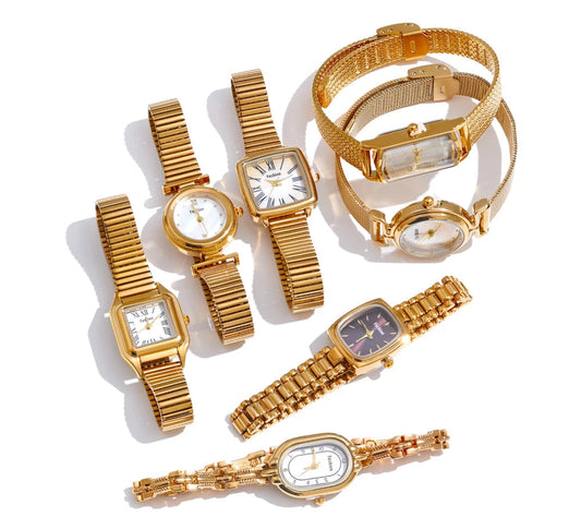 Fashion Stainless Steel Lades' Watch with Japan Movement Waterproof Polished Shiny 18K Gold PVD Plated Jewelry Accessories