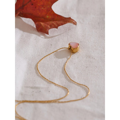 Valentine's Day Gift Pink Shell Heart Thick Necklace Pendant Stainless Steel Cute Charm Exquisite Jewelry New