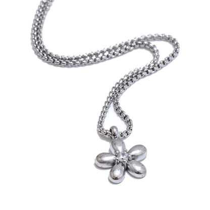Hot Style Stainless Steel Zirconia Flower Pendant Necklace Bracelet Bangle Earrings 18K Plated Golden Versatile Jewelry