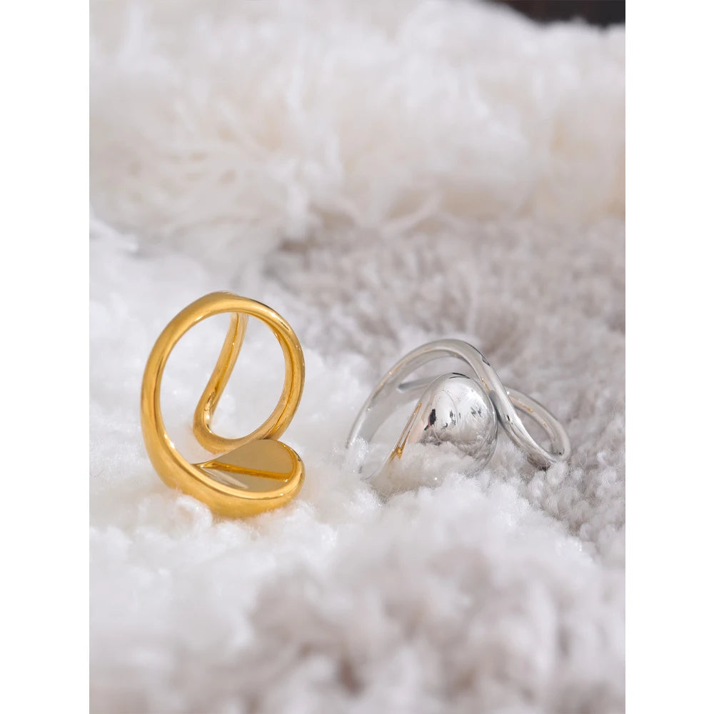 Creative 316L Stainless Steel Geometric Fashion Open Adjustable Ring 18K PVD Plated New Daily Chic High Quality Jewelry