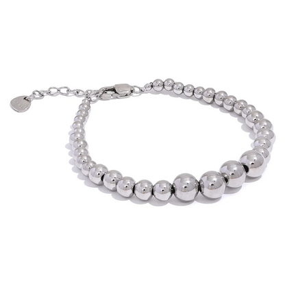 Stainless Steel Beads Handmade Fashion Chain Necklace Bracelet 18K PVD Plated Rust Proof Textured Unisex Jewelry Men Women