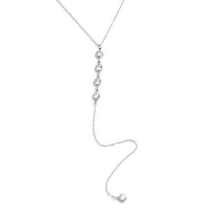 Delicate Cubic Zirconia Round Y Chain Long Drop Necklace for Women Stainless Steel Summer 2025 Jewelry Tarnish Resistant