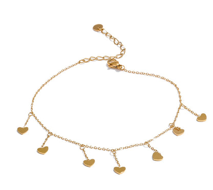 Summer Arrival Stainless Steel Heart Drop Exquisite Foot Chain Anklet for Women Waterproof Sandy Beach Jewelry Bijoux