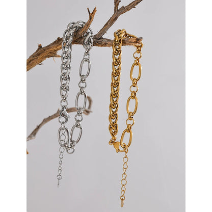 Fashion Stainless Steel Metal Chain Statement Bracelet Bangle 18K Gold Waterproof Plated Jewelry Bijoux Femme