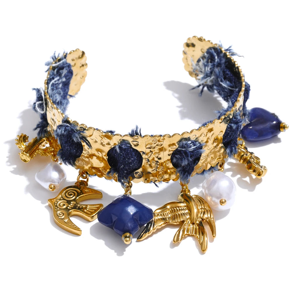 Exclusive Design Blue Denim Heart Star Animal Pendant Necklace Bracelet Bangle Popular Charm Jewelry Autumn & Winter New