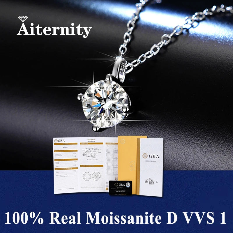 Classic Necklace GRA Moissanite Women's 925 Sterling Silver Plated 18k Gold Pendant Luxury Fine Jewelry With Certificate