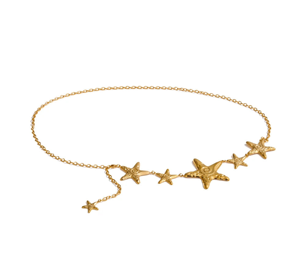 Summer Ocean Style Starfish Waist Body Chain Fashion Charm Jewelry Waterproof Stainless Steel Beach Vacation Accessories