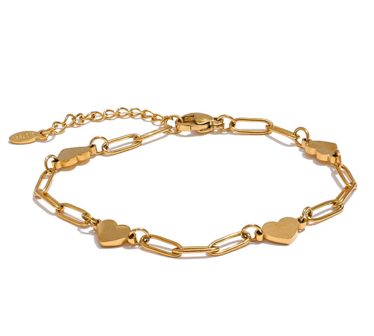 Fashion Stainless Steel Heart Handmade Chain Bracelet Bangle Waterproof Daily Charm Wrist Jewelry Bijoux Femme