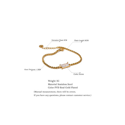 High Quality Chain Cubic Zirconia Stainless Steel 18k Gold Color Bracelet Bangle Women Waterproof Stylish Jewelry Bijoux