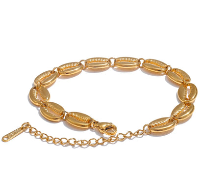 Stainless Steel Metal Shell Gold Color 18K Plated Fashion Beach Holiday Bracelet Handmade Waterproof Summer Jewelry
