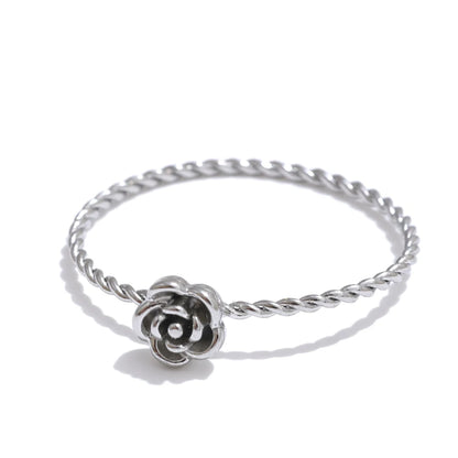678# Popular Stainless Steel Metal Cast Small Flower Ring Waterproof Fashion Finger Jewelry 18K PVD Plated Wholesale