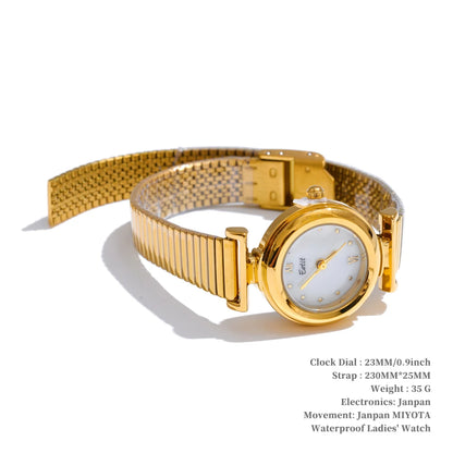 Fashion Stainless Steel Lades' Watch with Japan Movement Waterproof Polished Shiny 18K Gold PVD Plated Jewelry Accessories