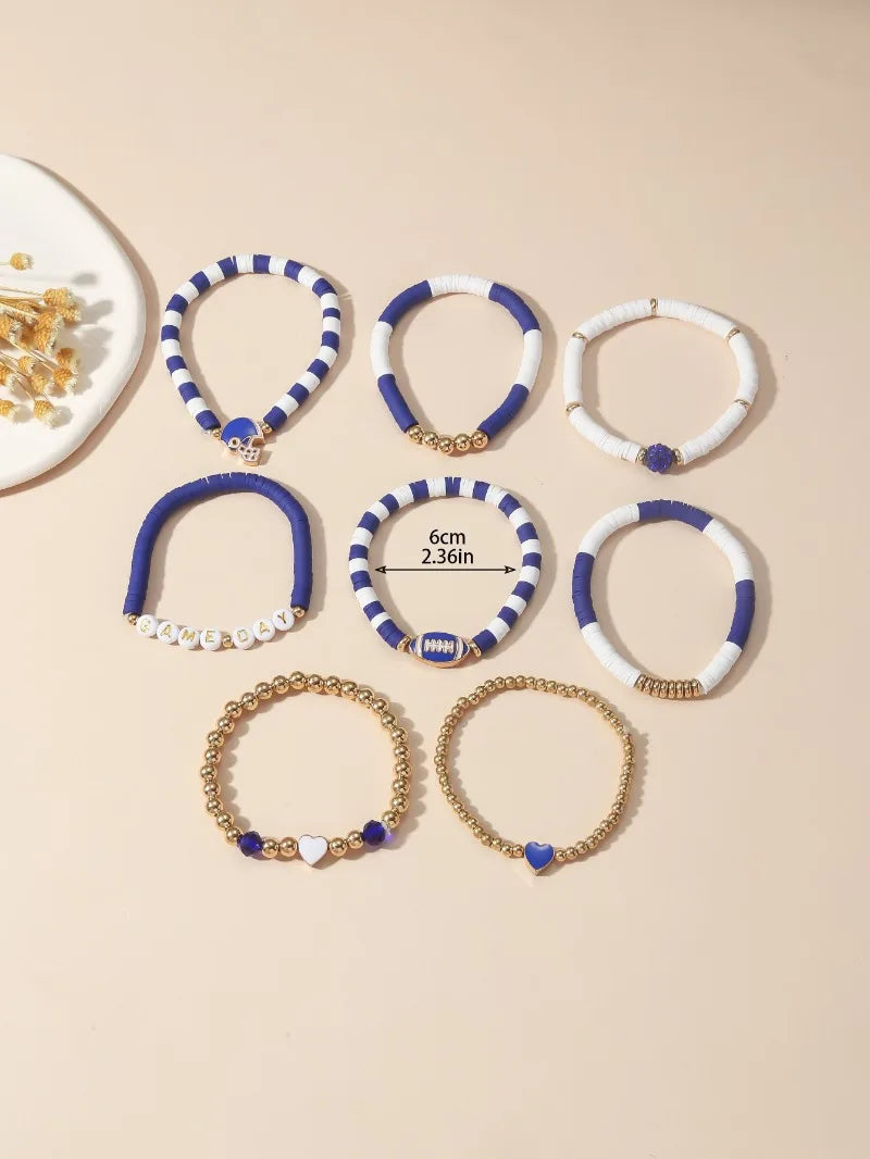 7pc/8pc/9pc Game Day Football Charm Bracelet: Stackable Sports Jewelry for Moms & Dads - Perfect for Football Fans