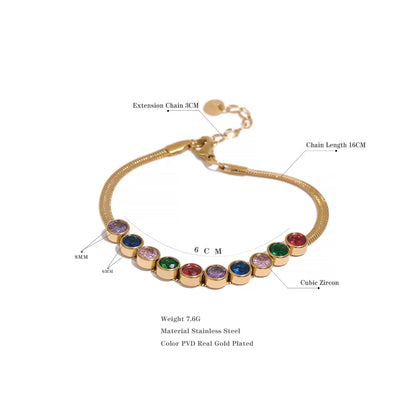 Stainless Steel Colorful White Cubic Zirconia Bracelet Bangle  Colorful Luxury Exquisite Jewelry бижутерия для женщин