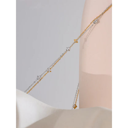 Stainless Steel Cubic Zirconia Necklace Anklet Bracelet Rust Proof Attractive Classic Bling Chic Thin Chain Jewelry