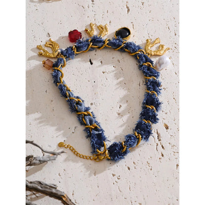 Exclusive Design Blue Denim Heart Star Animal Pendant Necklace Bracelet Bangle Popular Charm Jewelry Autumn & Winter New