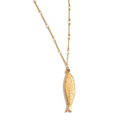 Wholesale Ocean Stainless Steel Metal Fish Pendant Necklace Earrings Rust Proof Golden PVD Plated Trendy Fashion Jewelry