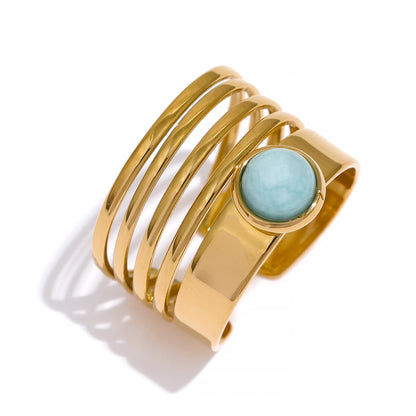Stainless Steel Fashion Summer Open Adjustbale Ring for Women Cheap Trendy Charm Stone Ring Jewelry Accessories