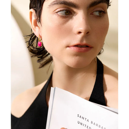 Colorful Enamel Candy Stainless Steel Square Drop Chic Hoop Earrings Women 18K PVD Plated Stylish Summer Jewelry Bijoux