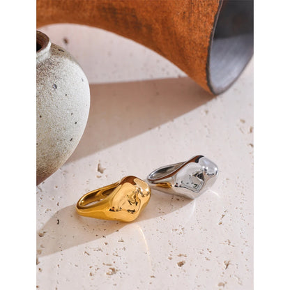 Statement Stainless Steel Metal PVD Plated Geometric Cast Finger Ring New Arrivals High Quality Texture Jewelry 2025 Gift