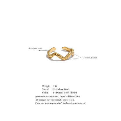 Distinctive Stainless Steel Irregular Hammer Metal Geometric Adjustable Ring Wholesale Accessories Attractive Jewelry