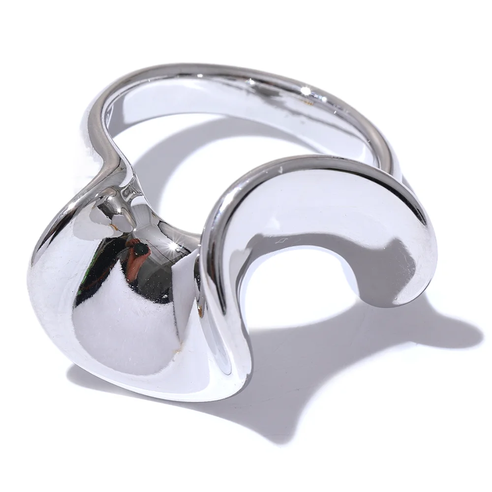 Stylish Unique Stainless Steel Irregular Geometric Ring Personalized Smooth Metal Rust Proof Finger Jewelry Accessories