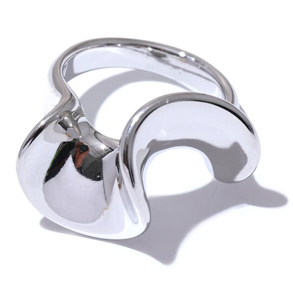 Stylish Unique Stainless Steel Irregular Geometric Ring Personalized Smooth Metal Rust Proof Finger Jewelry Accessories
