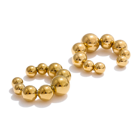316L Stainless Steel Round Beads Ear Bone Earrings 16K PVD Plated Fashion Personalized Ear Clip Accessories 2025