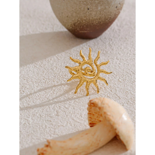 Hot Style Metal Sun Adjustable Ring for Women 18K Gold Color Stainless Steel Trending Daily Finger Jewellery Gift