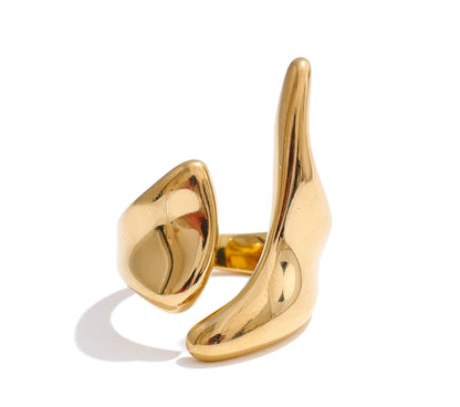 New Casting PVD Plated Stainless Steel Metal Geometric Adjustable Creative Ring Women Daily Fashion Jewelry Accessories