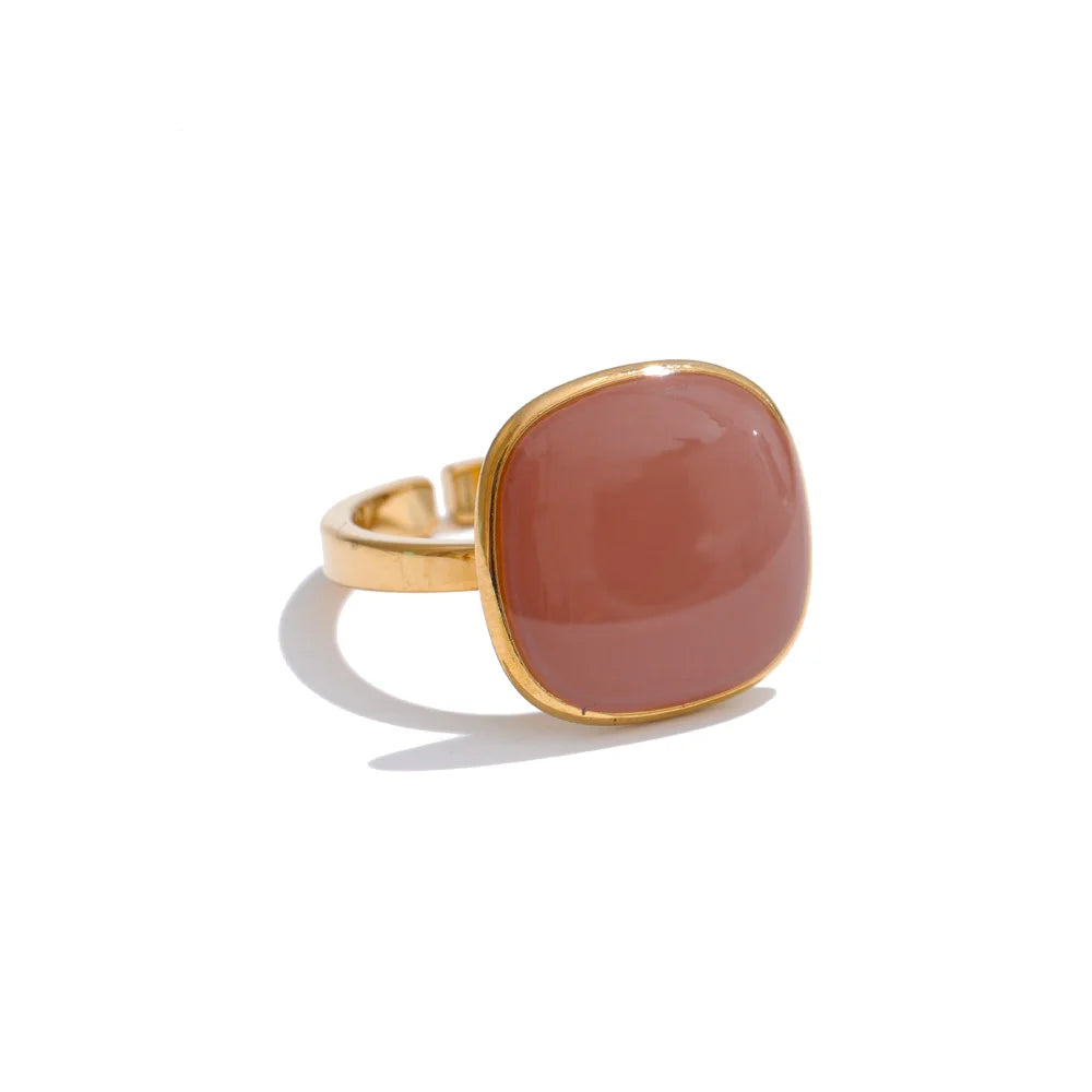 Arrivals Candy Sweet Square Adjustable Ring 18K Golden PVD Plated Stainless Steel Summer Popular Charm Jewelry Gift