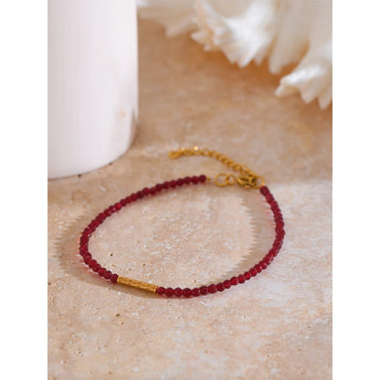 Ancora Ankela Red Crystal Thin Bracelet Popular Fashion Exquisite Bracelet Stainless Steel Beads Handmade Jewelry