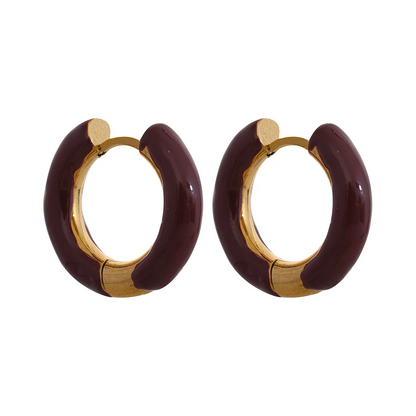 20mm Trendy Orange Green Enamel Stainless Steel Round Hoop Huggie Earrings Waterproof Charm Fashion Daily Jewelry Women