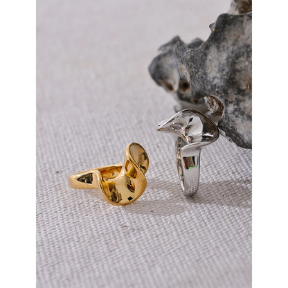 Stylish Unique Stainless Steel Irregular Geometric Ring Personalized Smooth Metal Rust Proof Finger Jewelry Accessories