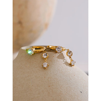 High Quality Stainless Steel Shiny Cubic Zirconia Drop Earrings Gold Platinum PVD Plated Delicate Chic Jewelry Recommend