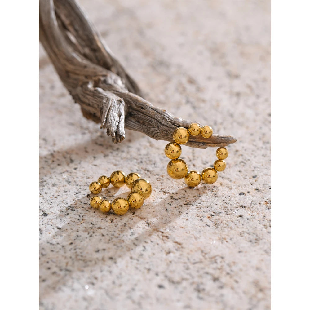 316L Stainless Steel Round Beads Ear Bone Earrings 16K PVD Plated Fashion Personalized Ear Clip Accessories 2025