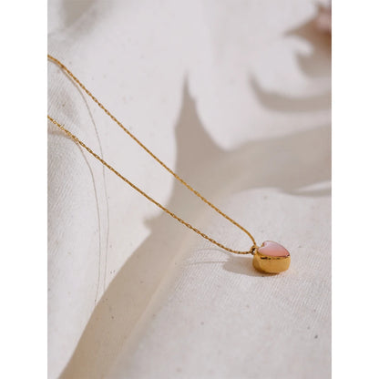 Valentine's Day Gift Pink Shell Heart Thick Necklace Pendant Stainless Steel Cute Charm Exquisite Jewelry New