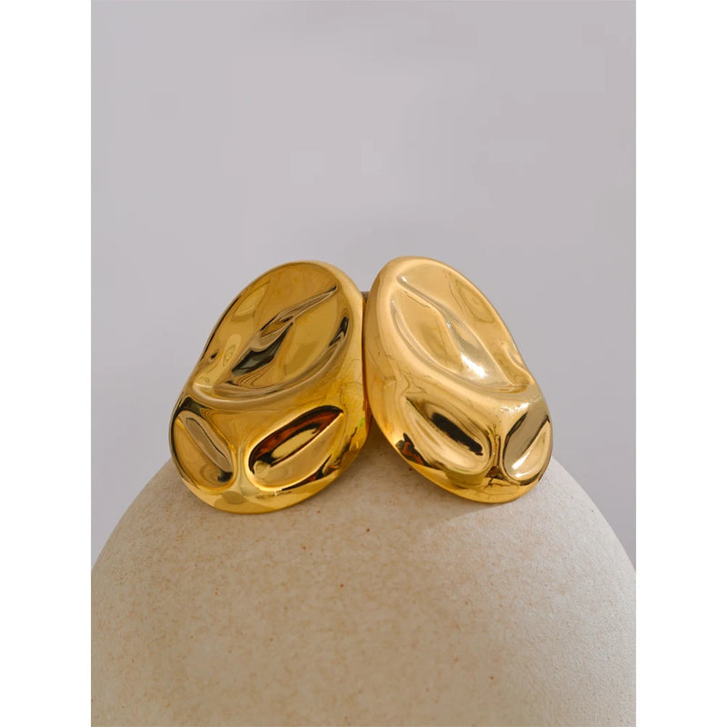 Hot Style Stainless Steel Metal Hammer Geometric Stud Earrings Water Resistant Texture Daily Unusual Jewelry