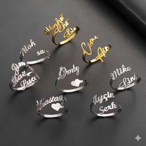 Custom Double First Name Finger Ring For Women Men Personalized Rings Couple Family Gift Gold Color Stainless Steel Jewelry